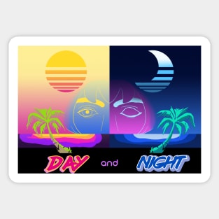 Retro Day and Night Sticker